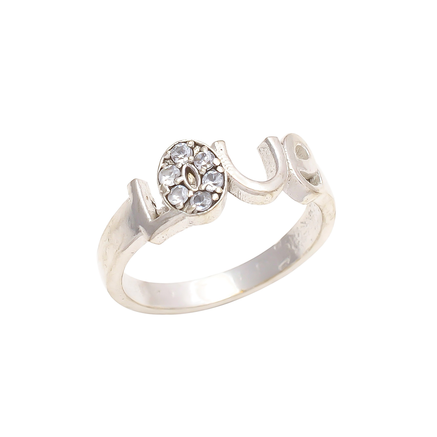 Rhodhium Plated silver love ring