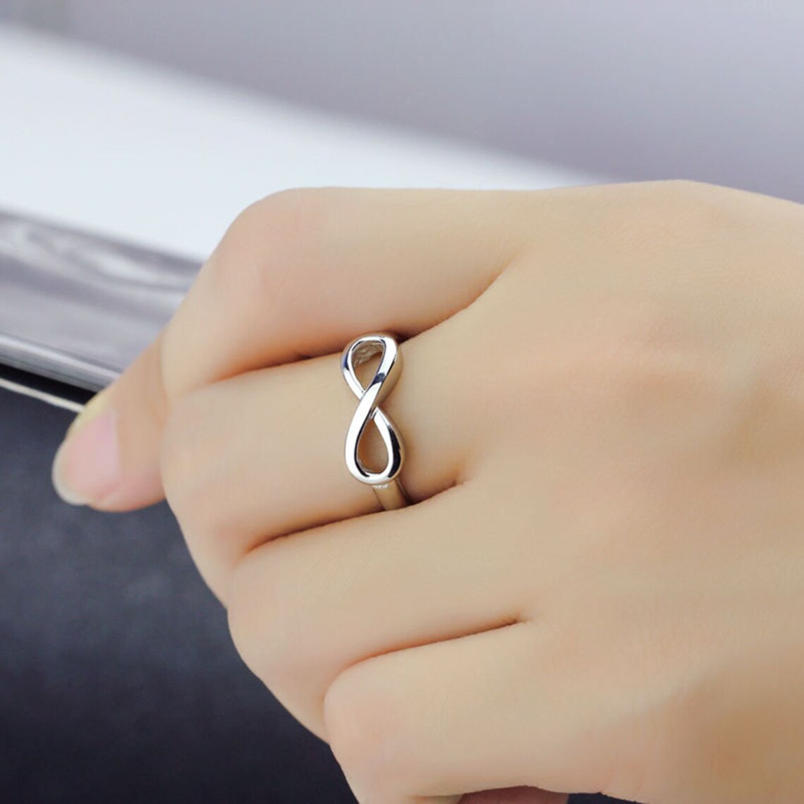 Plated Silver Infinity Adjustable Ring