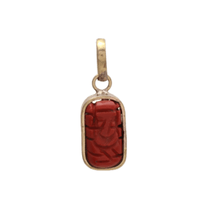 Red Coral Moonga Ganesh Handmade Natural Ganesh ji Panchdhatu Brass Pendant for Men and Women