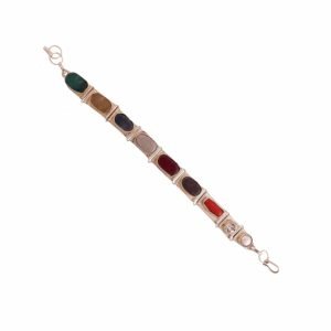 Navratna Stone Bracelet made in brass silver polish