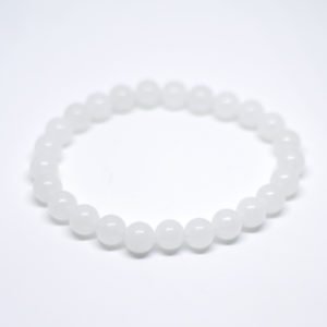 Agate White Stone Beads Elastic Bracelet