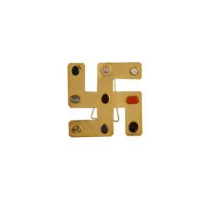 Buy Multi Color Navratan Gemstone Studded Swastik