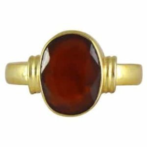 Natural Hessonite Garnet Ring, Panchdhatu Adjustable Gomed Stone Ring