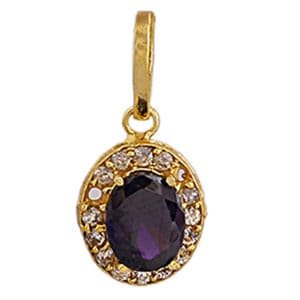 Oval Blue Sapphire Fashion Pendant Golden Brass Casting Stone