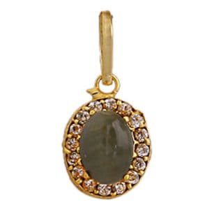 Oval Cat's Eye Fashion Pendant Golden Brass Casting Stone