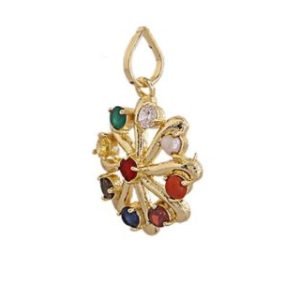 Navratan/Navgrah Brass Charkha Shape Locket/Pendant