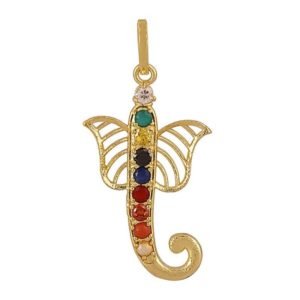 Navratan/Navgrah Brass Ganesha Shape Locket/Pendant