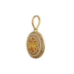 Yellow Sapphire ( Pukhraj ) Zircon Stone Locket Panchadhatu Pendant