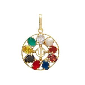 Synthetic Navratan Trishul Pendant / Locket for Men & Women