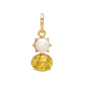 Moti & Yellow Sapphire Stone Pendant/Locket