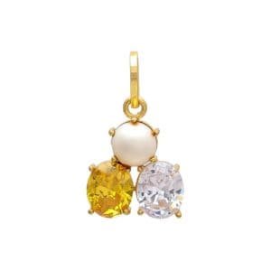 Pearl Zircon Stone & Yellow Sapphire Pendant/Locket