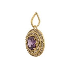 Designer Rhodium Gold Plated Purple Sapphire Pendant/Locket