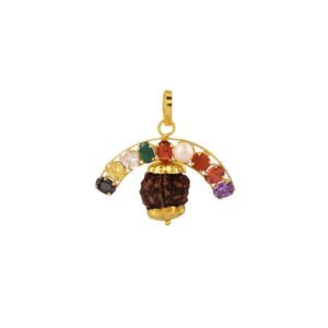 Multi Gemstone Navratana Nine Stone with Rudraksha Gold Plated Pendant
