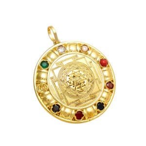 Navratan Sri Yantra Round Pendant
