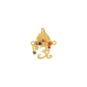 Om Shape Navratan Pendant/ Charm
