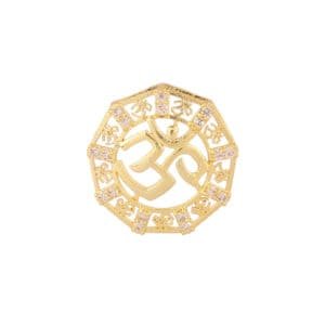 Hexagon Zircon Om Pendant