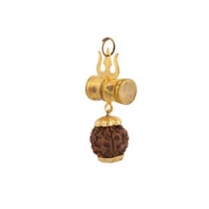 Damru Trishul Pendant with Rudraksha