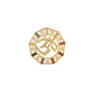 Hexagon Om Shape Navratan Stone Pendant