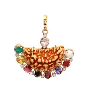 Ek Mukhi Rudraksha with Navratan Gemstones Charm