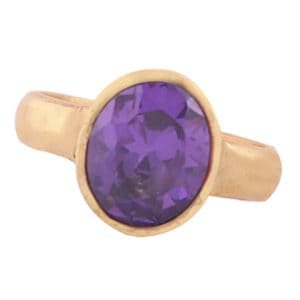 Blue Sapphire Stone Panchdhatu Adjustable Ring (Neelam Ring)