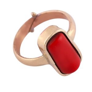 Red Coral Stone (Munga Ring) in adjustable Panchdhatu Ring