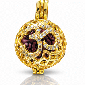 5 Mukhi Rudraksha OM Locket Pendant with American Diamonds in Panchloha Brass