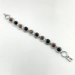 Karungali + Rudraksha silver polish cuff bracelet