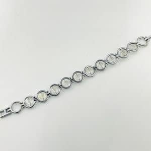 Sphatic (Clear Quartz) silver polish cuff bracelet