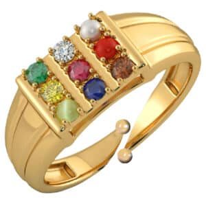 Synthetic Navratna Ring Adjustable Synthetic Navratna Ring Nine Stone Synthetic Navratna Ring Colourful Navratna Ring for Men and Women Traditional Synthetic Navratna Gemstone Ring